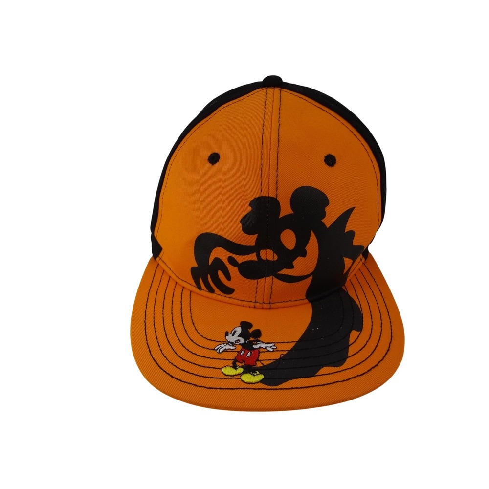 Disney Mickey Mouse Halloween Snapback Hat Orange Black Happy Haunting‎ Mens